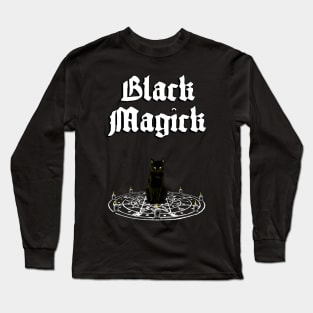 Black Magick - Black Cat Ritual Circle Long Sleeve T-Shirt